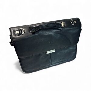 Frye Leather Briefcase Messenger Bag Black Laptop Corporate Quiet Luxury Unisex